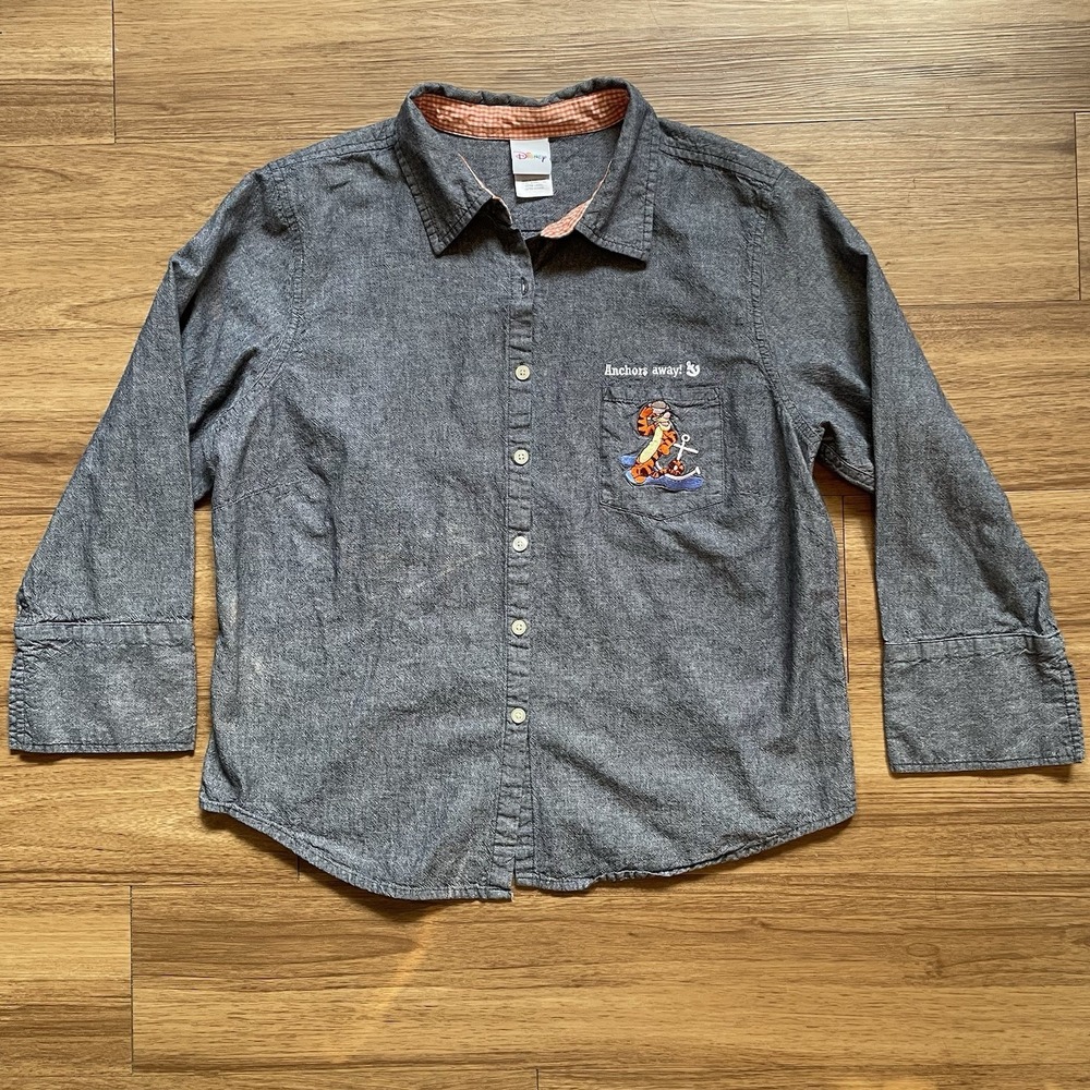 Disney Winnie The Pooh Shirt Extra Large Denim Button Up Tigger Casual Womens